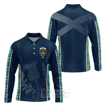 Graham Tartan Long Sleeve Polo Shirt with Family Crest and Scottish Thistle Vibes Sport Style