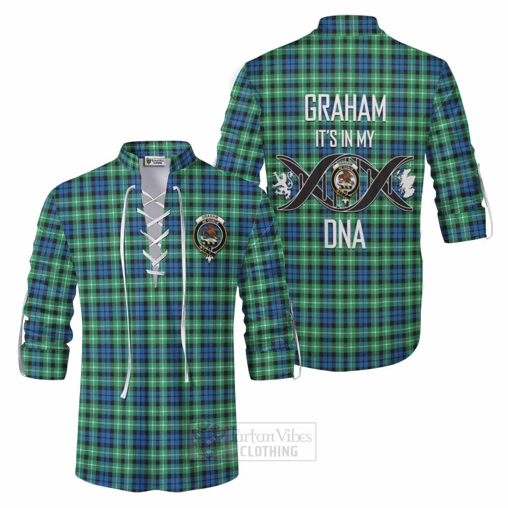 Tartan Vibes Clothing Graham Tartan Ghillie Kilt Shirt with Family Crest DNA In Me Style