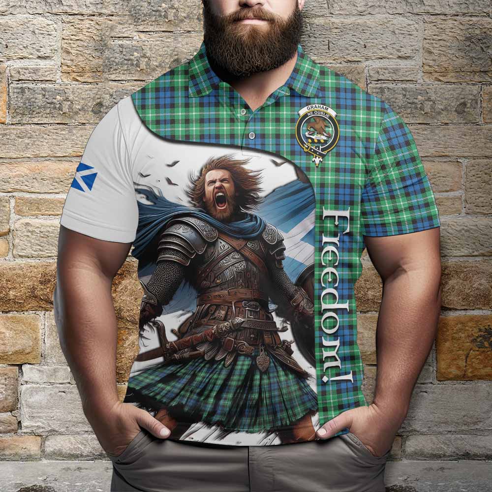 Tartan Vibes Clothing Graham Crest Tartan Polo Shirt Inspired by the Freedom of Scottish Warrior