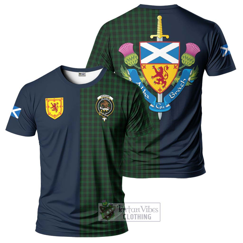 Tartan Vibes Clothing Graham Tartan T-Shirt Alba with Scottish Lion Royal Arm Half Style