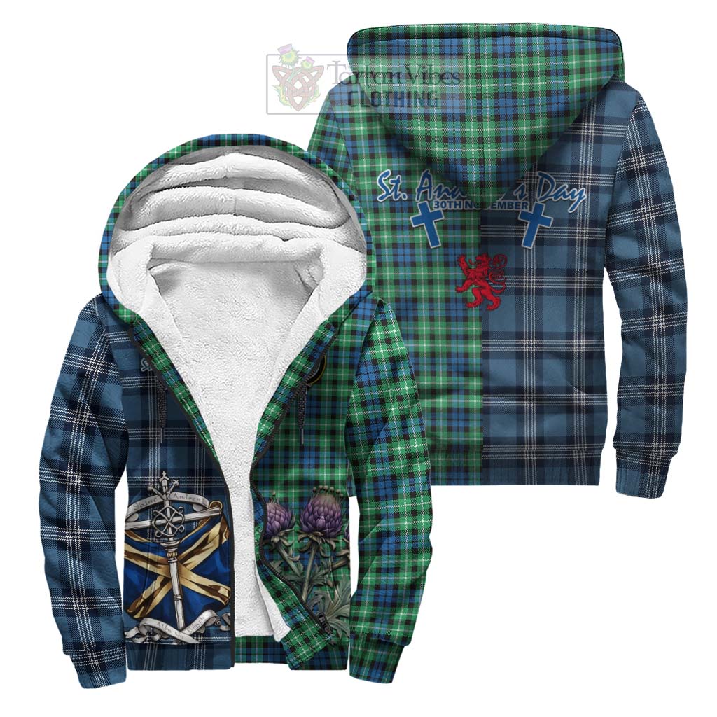 Tartan Vibes Clothing Graham Tartan Sherpa Hoodie Happy St. Andrew's Day Half Tartan Style