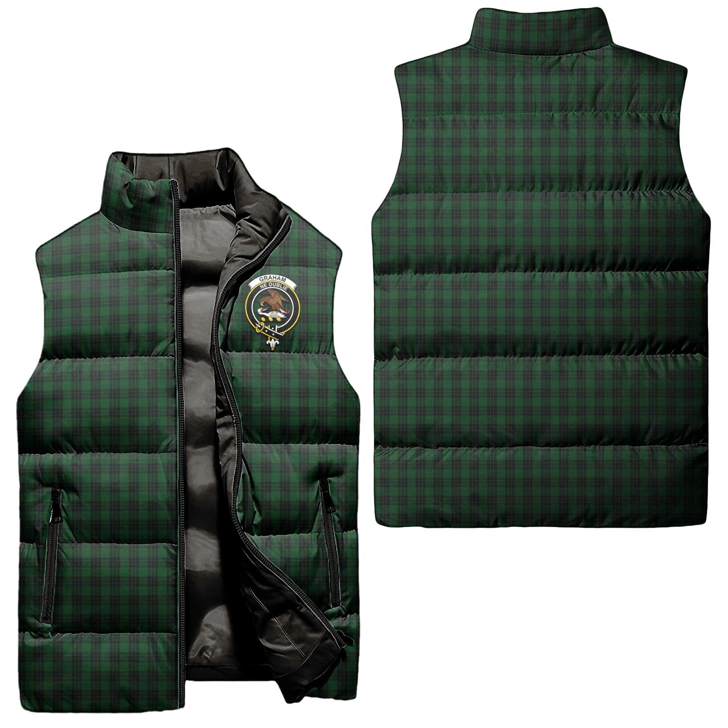 Graham Tartan Sleeveless Puffer Jacket with Family Crest Unisex - Tartanvibesclothing