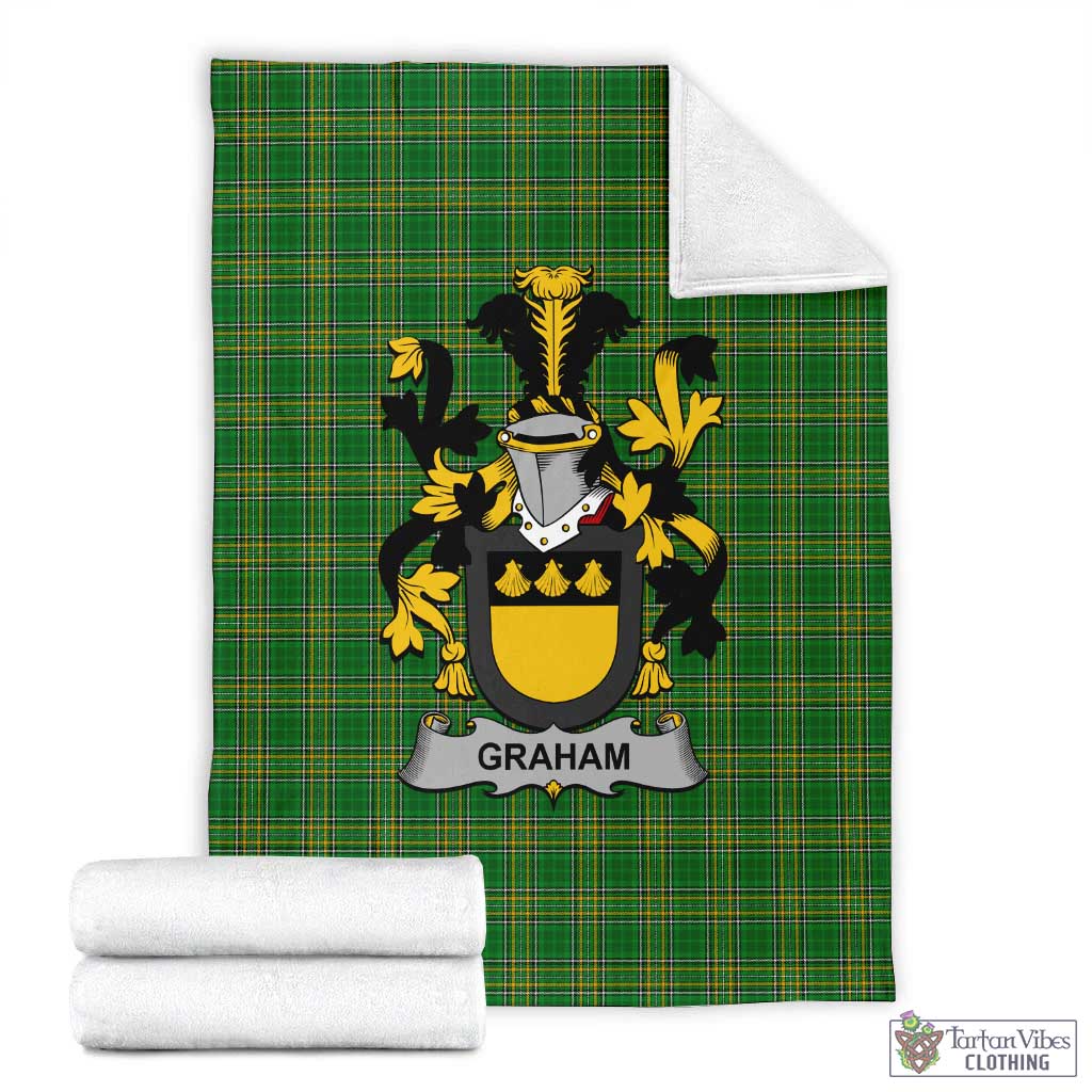 Tartan Vibes Clothing Graham Irish Clan Tartan Blanket with Coat of Arms