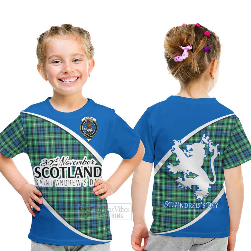 Tartan Vibes Clothing Graham Family Crest Tartan Kid T-Shirt Celebrate Saint Andrew's Day in Style