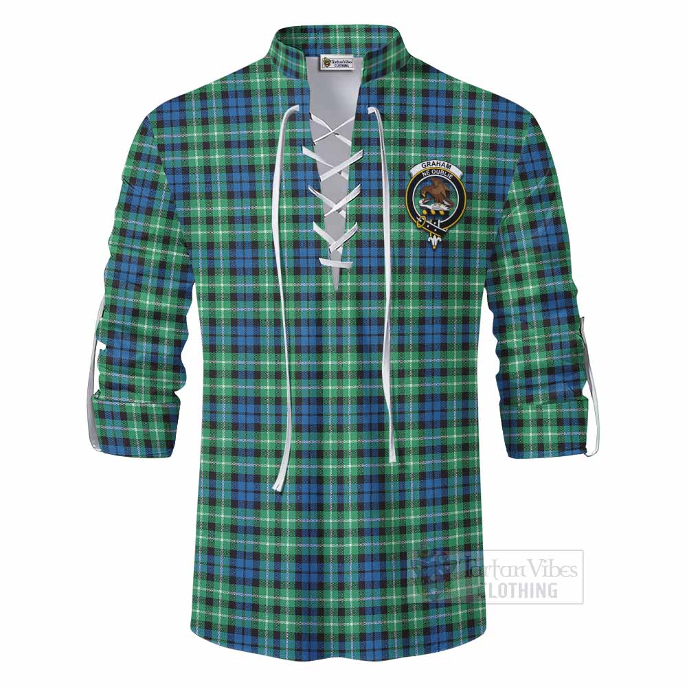 Tartan Vibes Clothing Graham Tartan Ghillie Kilt Shirt with Family Crest DNA In Me Style