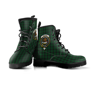 Graham Tartan Leather Boots with Family Crest