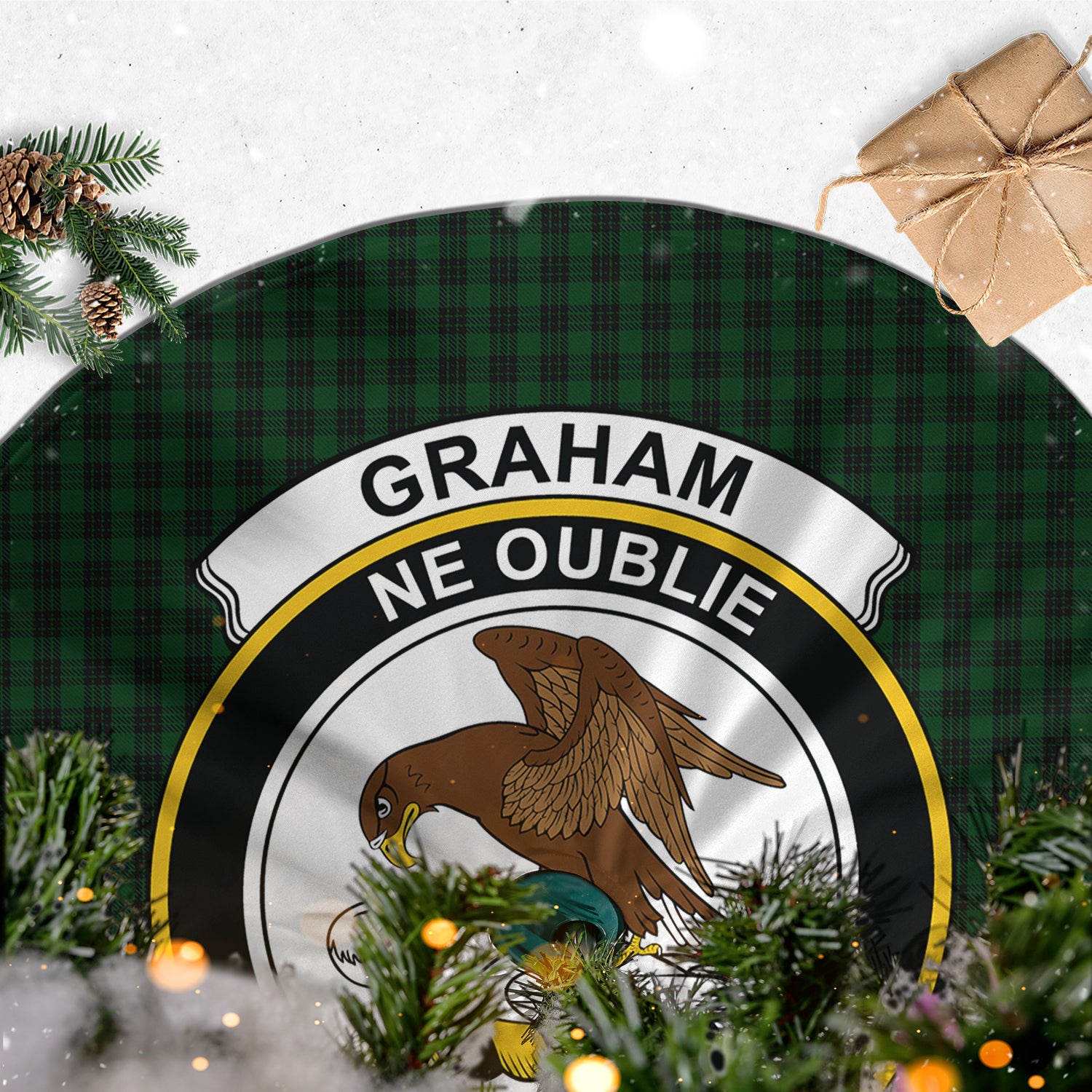 Graham Tartan Christmas Tree Skirt with Family Crest - Tartanvibesclothing