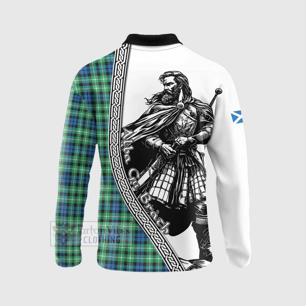 Tartan Vibes Clothing Graham Tartan Clan Crest Long Sleeve Polo Shirt with Highlander Warrior Celtic Style