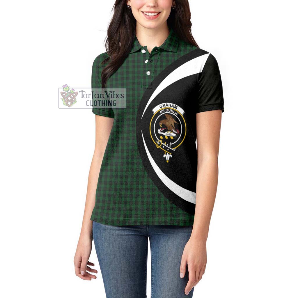 Graham Tartan Women's Polo Shirt with Family Crest Circle Style - Tartan Vibes Clothing