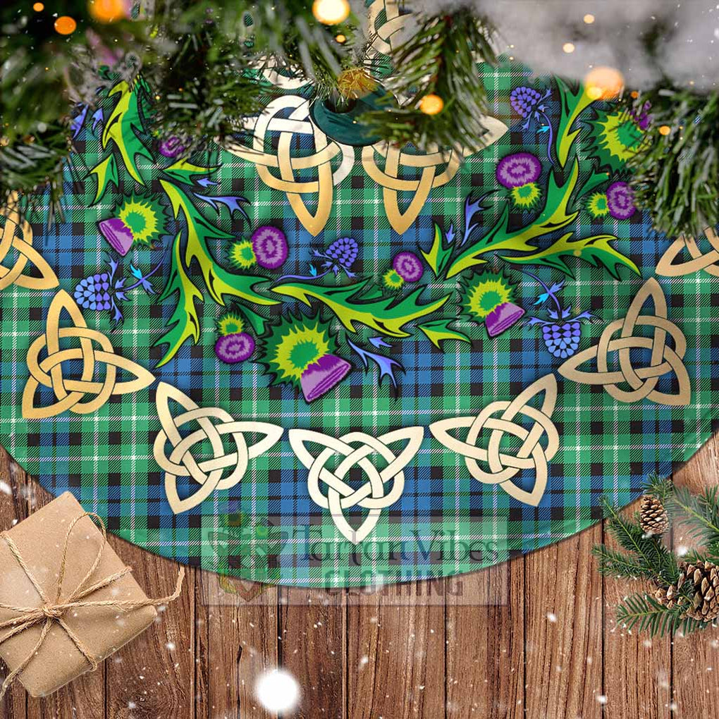 Tartan Vibes Clothing Graham Tartan Christmas Tree Skirt with Thistle Celtic Knot Style