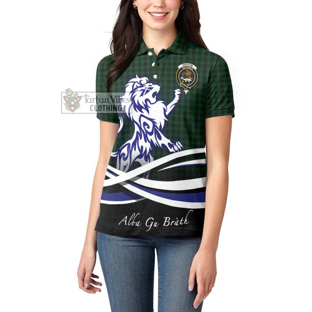 Graham Tartan Women's Polo Shirt with Alba Gu Brath Regal Lion Emblem - Tartanvibesclothing Shop