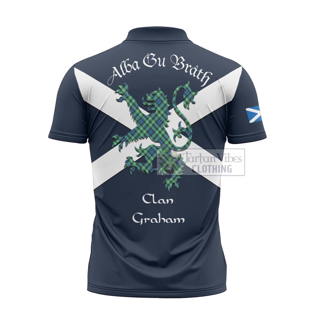 Tartan Vibes Clothing Graham Tartan Lion Rampant Zipper Polo Shirt – Proudly Display Your Heritage with Alba Gu Brath and Clan Name