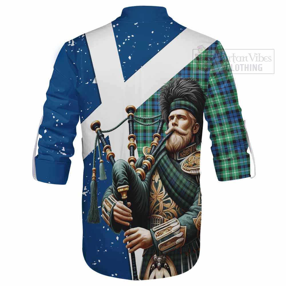 Tartan Vibes Clothing Graham Tartan Ghillie Kilt Shirt with Family Crest Scottish Bagpiper Vibes