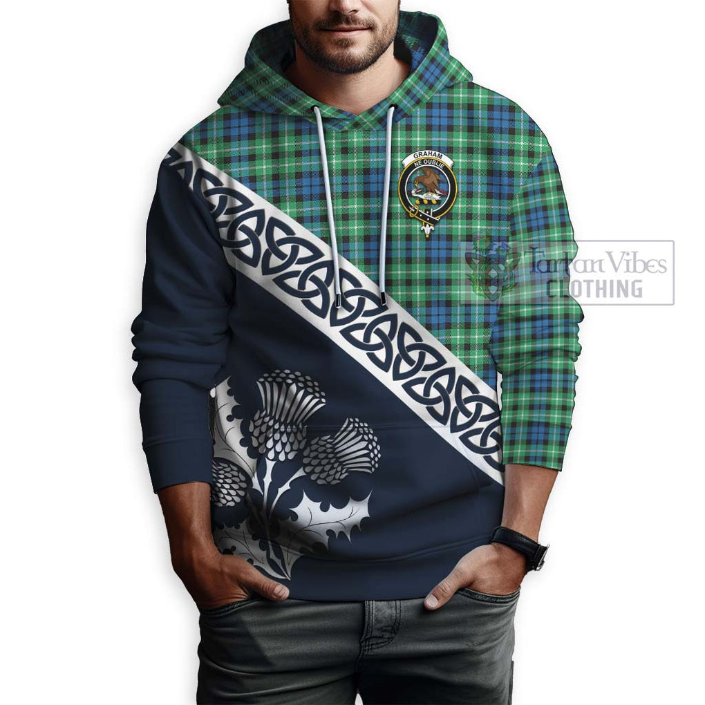 Tartan Vibes Clothing Graham Tartan Hoodie Featuring Thistle and Scotland Map