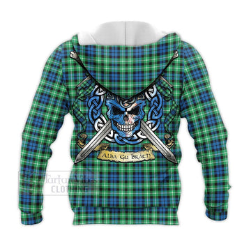 Graham Tartan Knitted Hoodie with Family Crest Celtic Skull Style