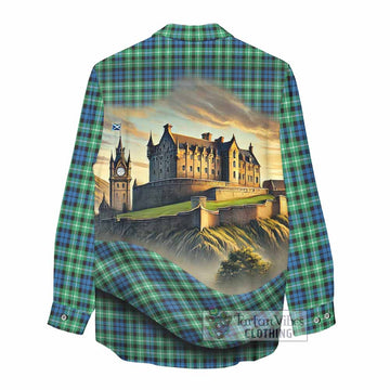 Graham Tartan Family Crest Women's Casual Shirt with Scottish Ancient Castle Style - Tartan Vibes Clothing