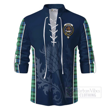 Graham Tartan Ghillie Kilt Shirt with Family Crest and Scottish Thistle Vibes Sport Style