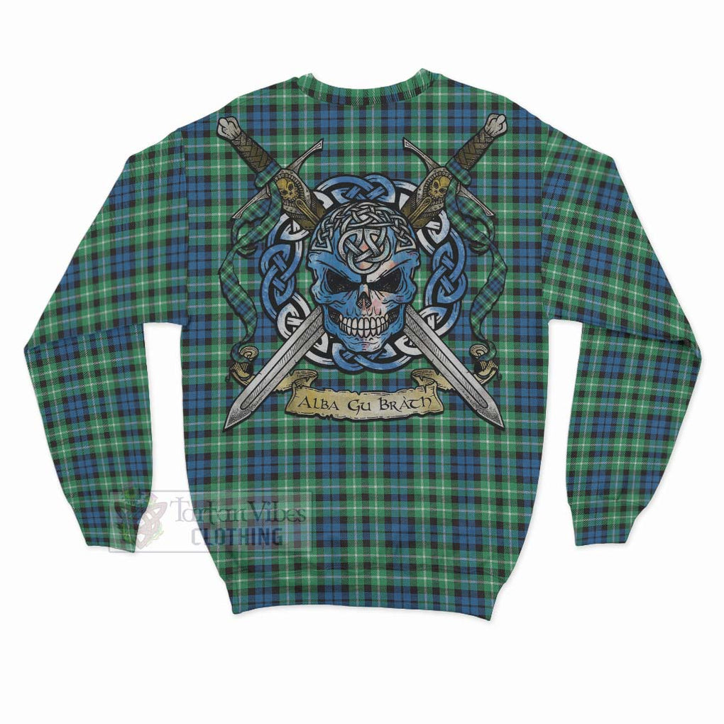 Tartan Vibes Clothing Graham Tartan Sweatshirt with Family Crest Celtic Skull Style