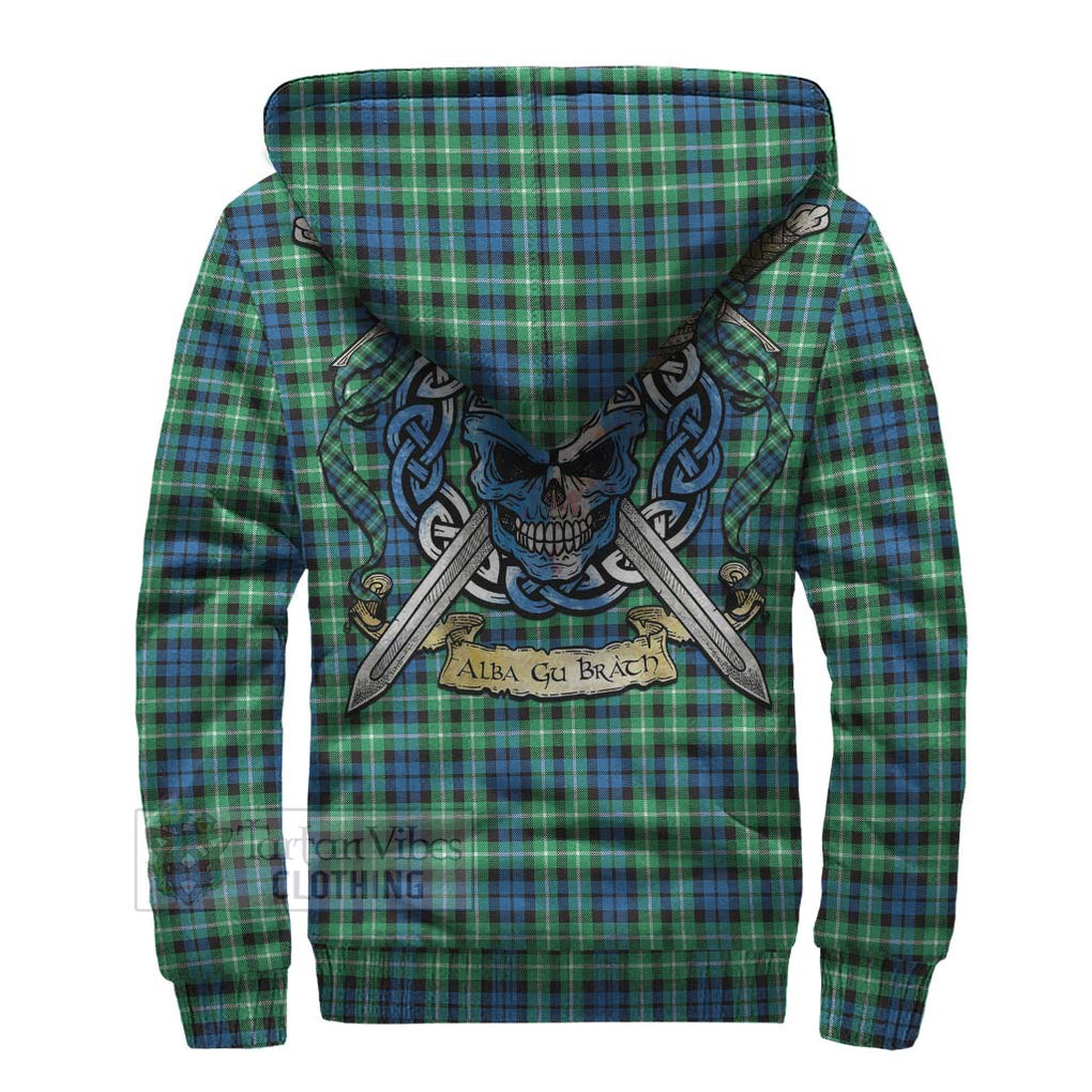 Tartan Vibes Clothing Graham Tartan Sherpa Hoodie with Family Crest Celtic Skull Style