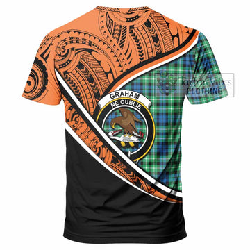 Graham Crest Tartan T-Shirt with Polynesian Vibes Style - Orange Version