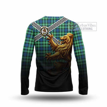 Graham Crest Tartan Long Sleeve T-Shirt with Golden Lion Emblem Celtic Style - Tartan Vibes Clothing