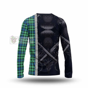 Graham Tartan Long Sleeve T-Shirt with Family Crest Cross Sword Thistle Celtic Vibes