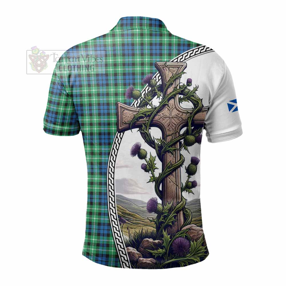 Tartan Vibes Clothing Graham Tartan Polo Shirt with Family Crest and St. Andrew's Cross Accented by Thistle Vines