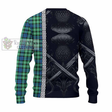 Graham Tartan Knitted Sweater with Family Crest Cross Sword Thistle Celtic Vibes