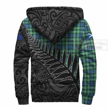 Graham Crest Tartan Sherpa Hoodie with New Zealand Silver Fern Half Style