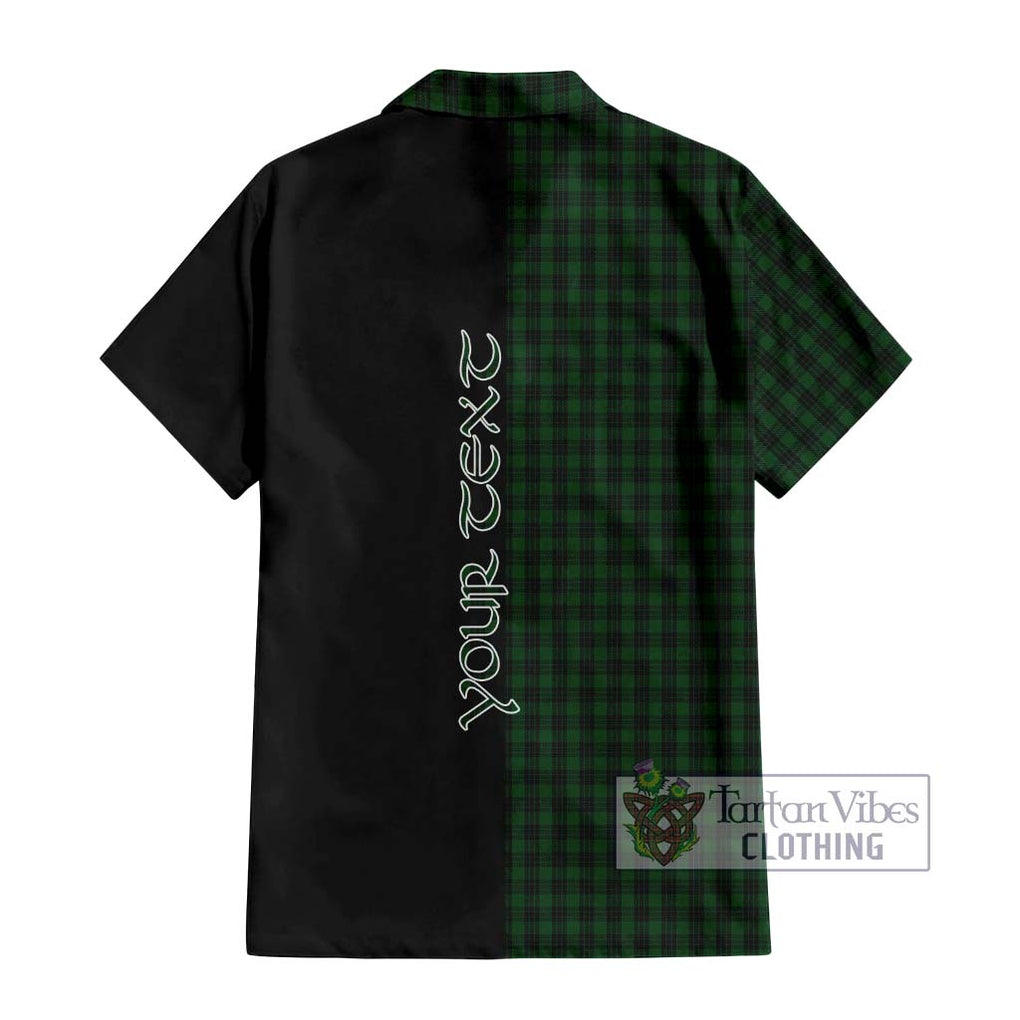 Graham Tartan Short Sleeve Button Shirt with Family Crest and Half Of Me Style - Tartanvibesclothing Shop