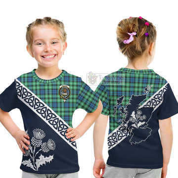 Graham Tartan Kid T-Shirt Featuring Thistle and Scotland Map