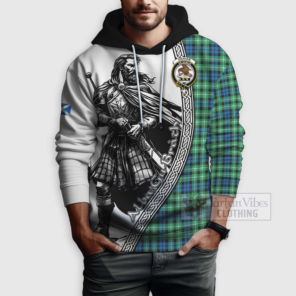 Tartan Vibes Clothing Graham Tartan Clan Crest Hoodie with Highlander Warrior Celtic Style