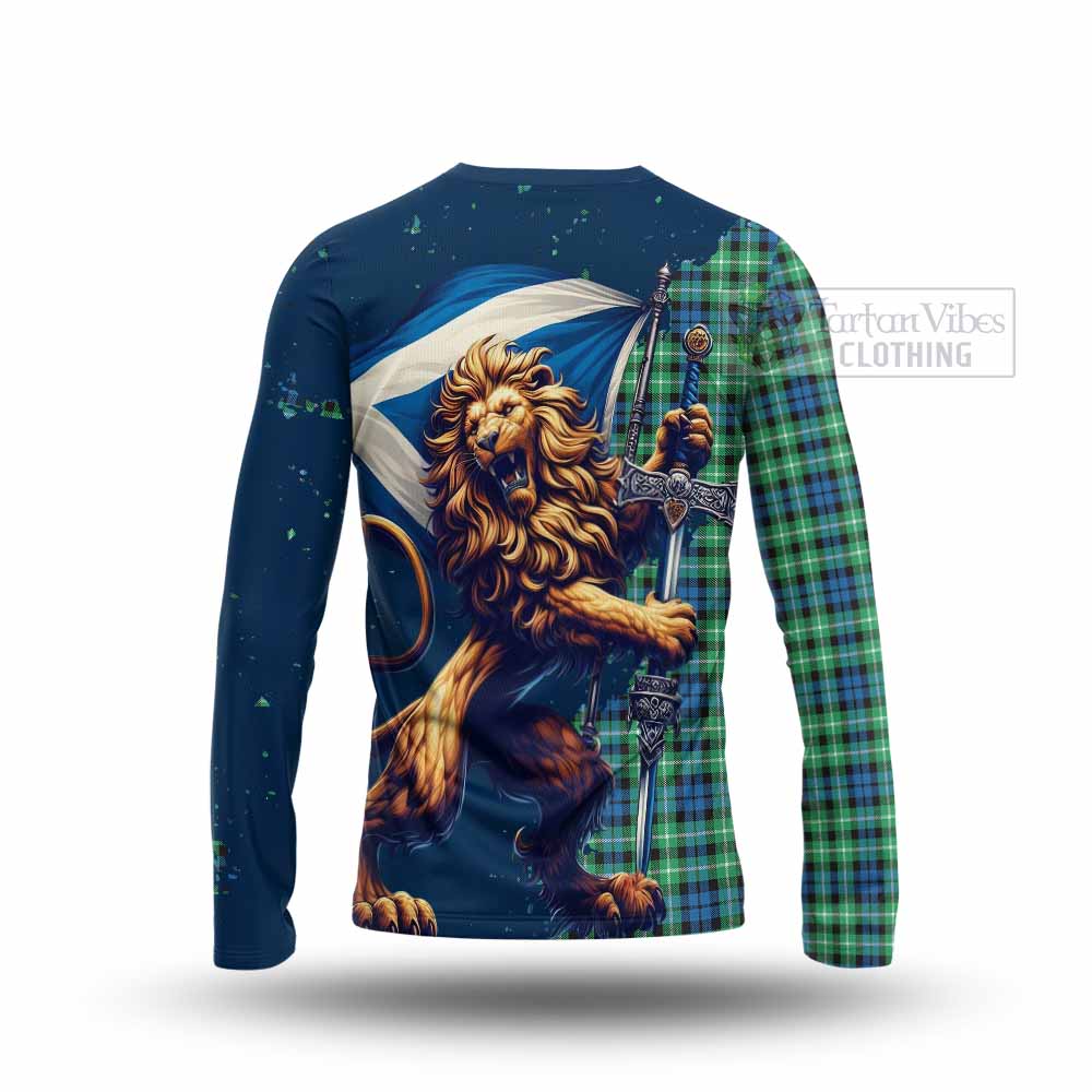 Tartan Vibes Clothing Graham Tartan Family Crest Long Sleeve T-Shirt with Scottish Majestic Lion