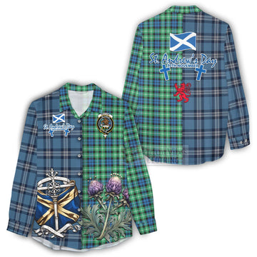 Graham Tartan Women's Casual Shirt Happy St. Andrew's Day Half Tartan Style