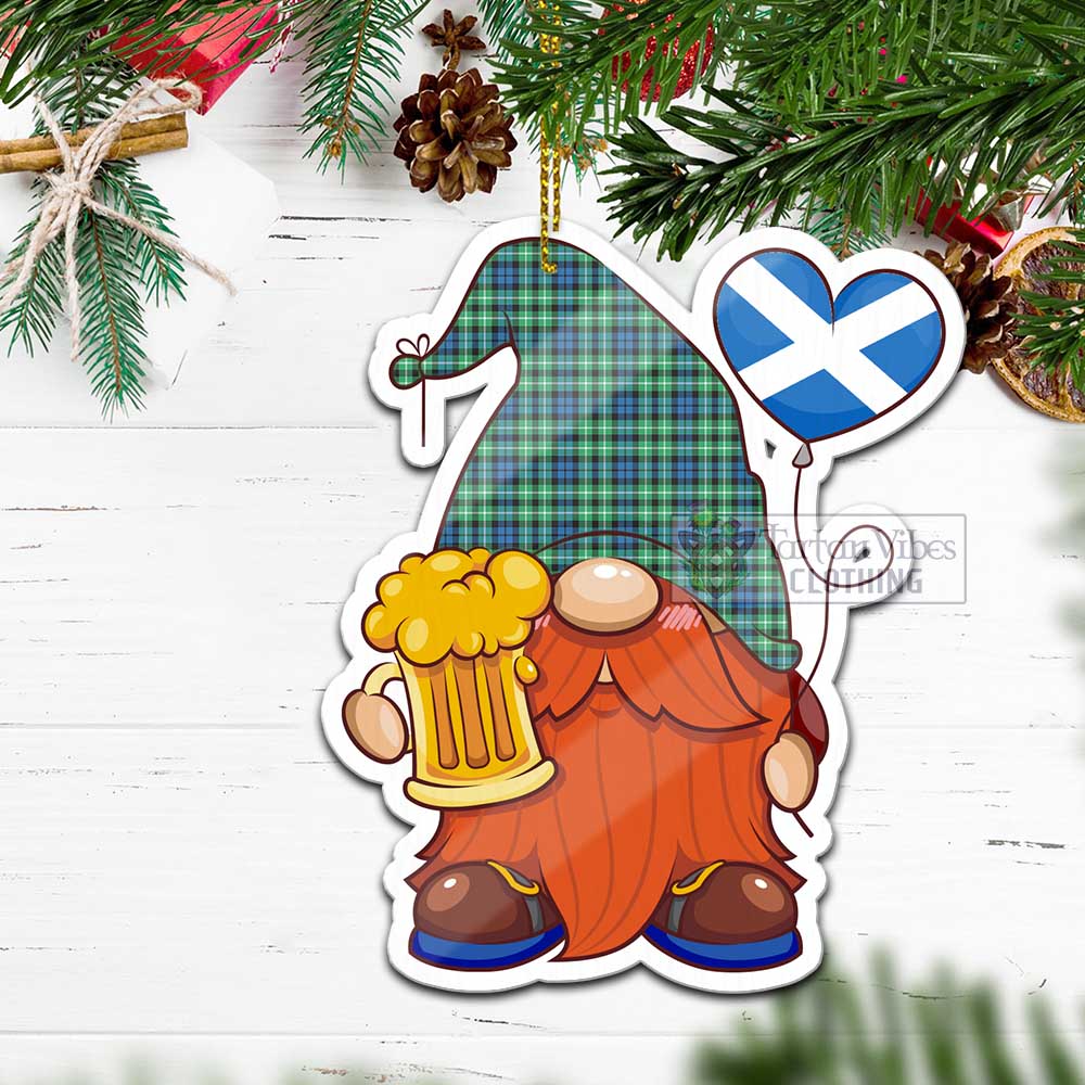 Tartan Vibes Clothing Graham Tartan Gnome Holding Beer Glass Christmas Ornament with Personalized National Flag