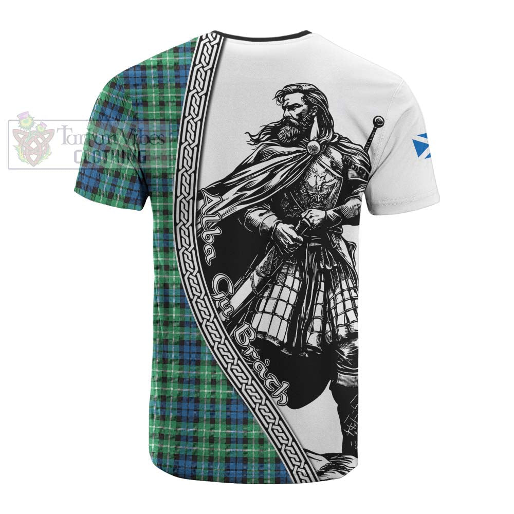 Graham Tartan Clan Crest Cotton T-shirt with Highlander Warrior Celtic Style