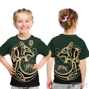 Graham Tartan Kid T-Shirt with Family Crest Celtic Wolf Style