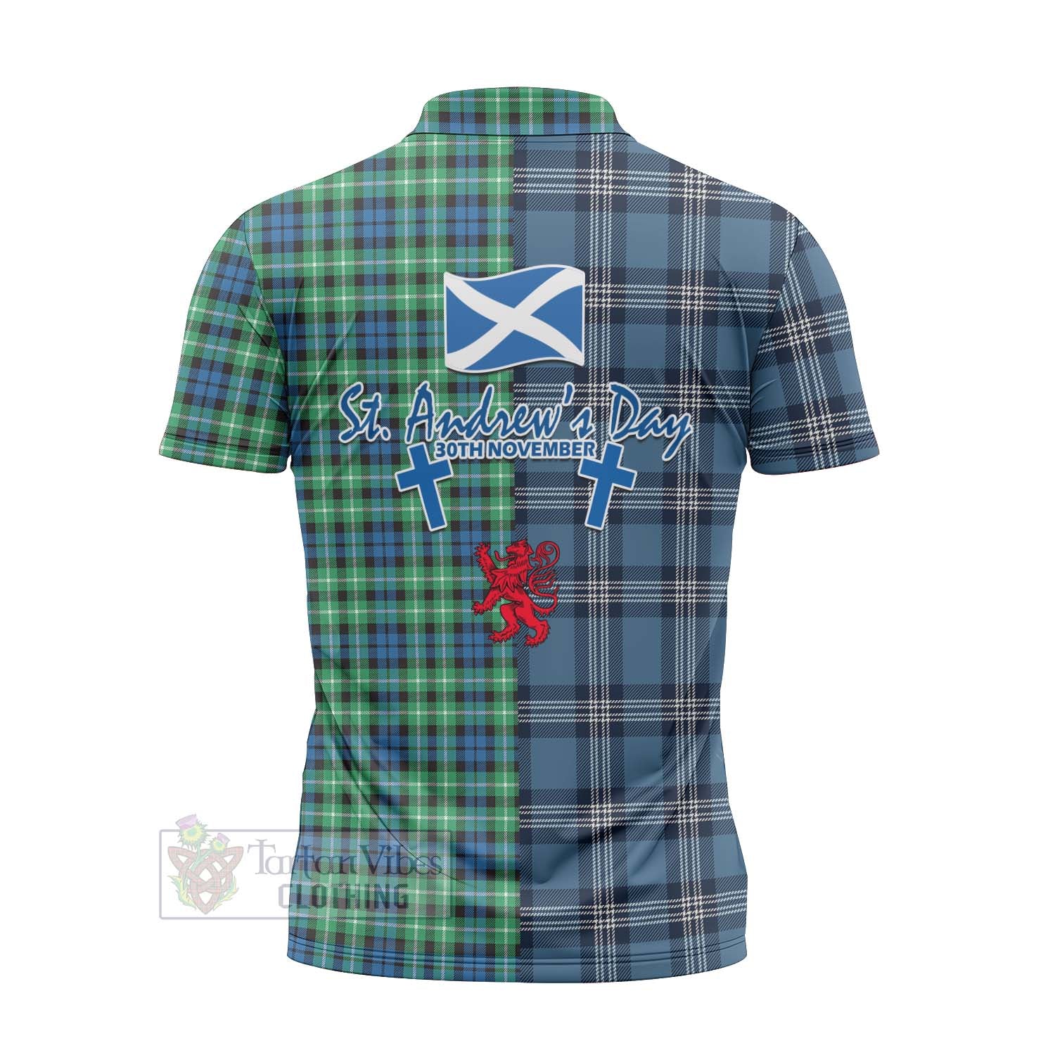 Tartan Vibes Clothing Graham Tartan Zipper Polo Shirt Happy St. Andrew's Day Half Tartan Style