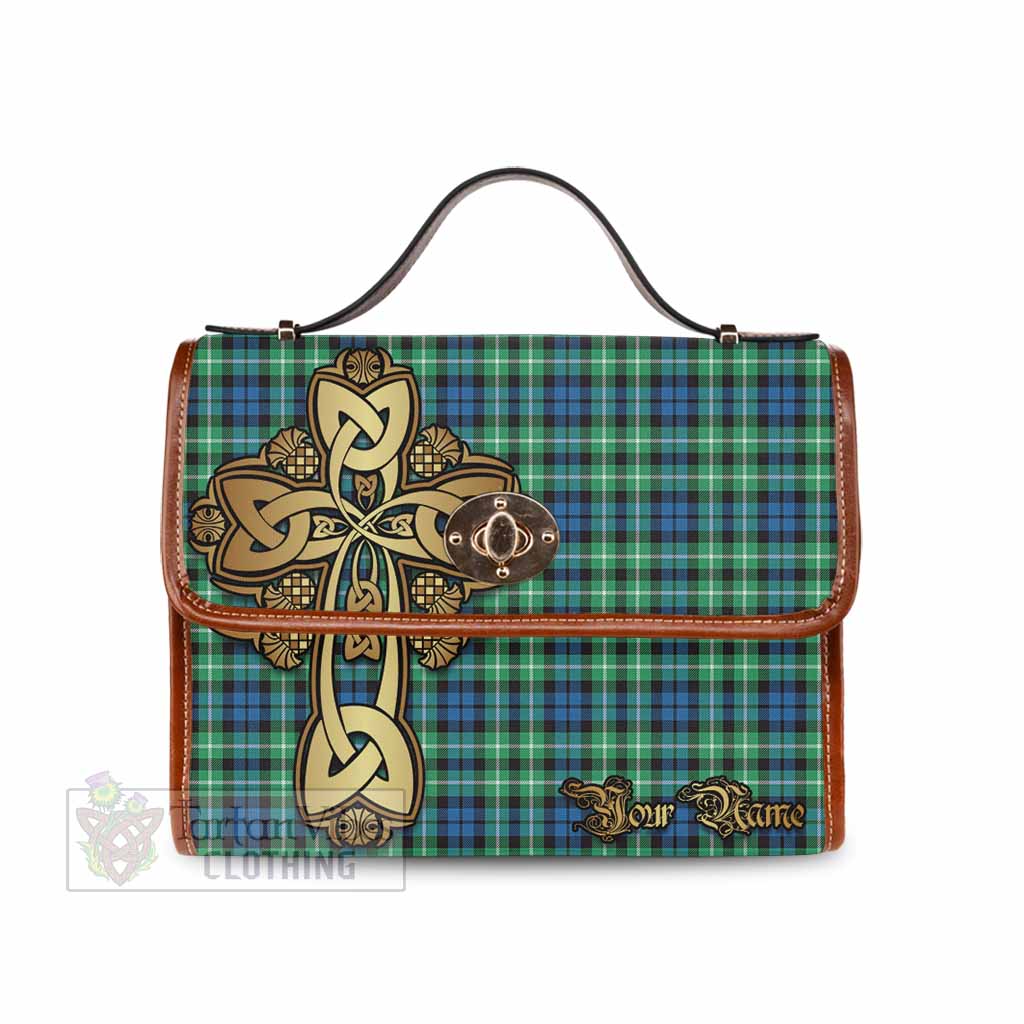 Tartan Vibes Clothing Graham Tartan Waterproof Canvas Bag Golden Thistle Celtic Cross Style