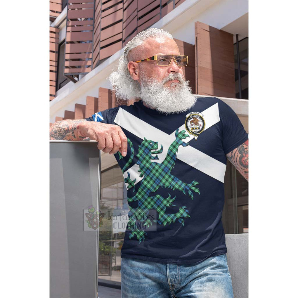 Tartan Vibes Clothing Graham Tartan Lion Rampant Cotton T-shirt – Proudly Display Your Heritage with Alba Gu Brath and Clan Name