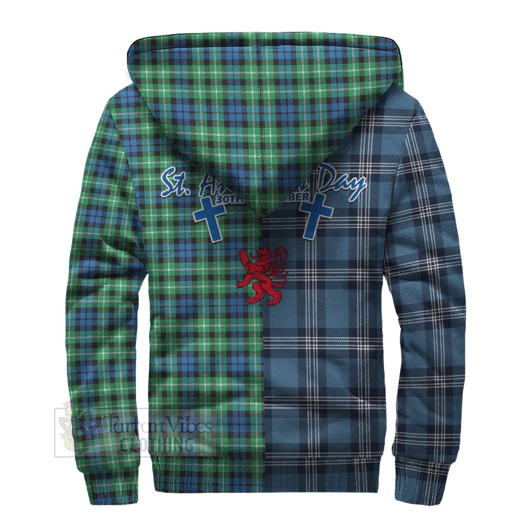 Tartan Vibes Clothing Graham Tartan Sherpa Hoodie Happy St. Andrew's Day Half Tartan Style