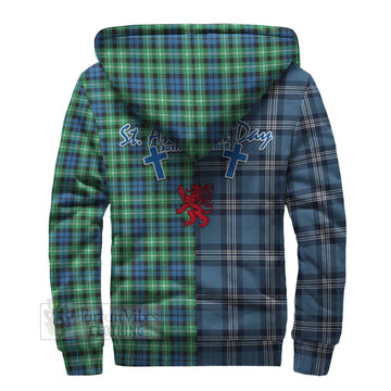 Graham Tartan Sherpa Hoodie Happy St. Andrew's Day Half Tartan Style