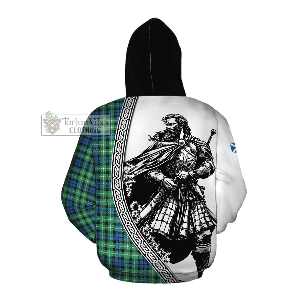 Graham Tartan Clan Crest Cotton Hoodie with Highlander Warrior Celtic Style Pullover Hoodie - Tartan Vibes Clothing