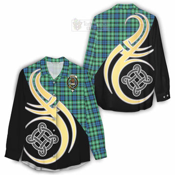 Graham Tartan Women's Casual Shirt with Family Crest and Celtic Symbol Style