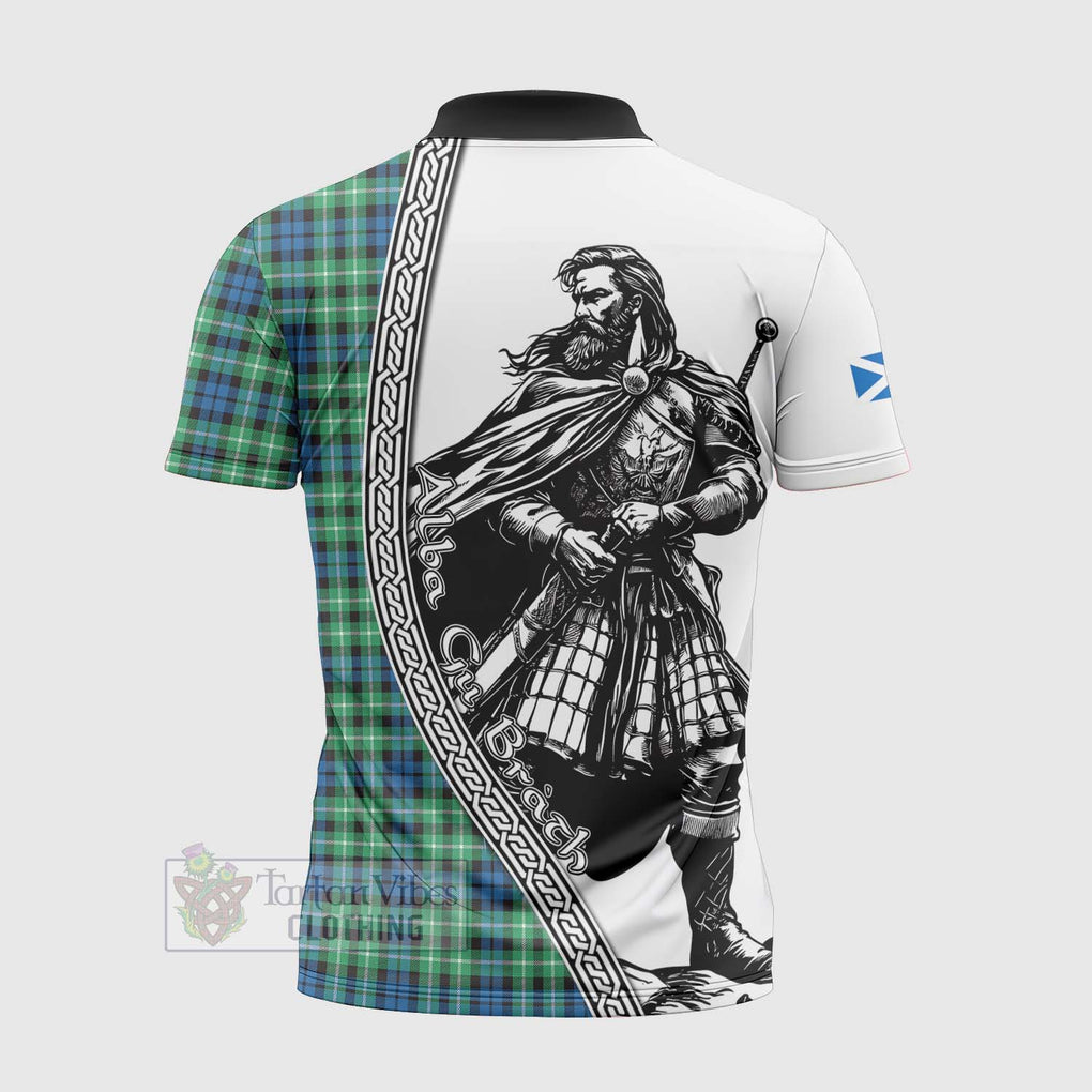 Tartan Vibes Clothing Graham Tartan Clan Crest Zipper Polo Shirt with Highlander Warrior Celtic Style