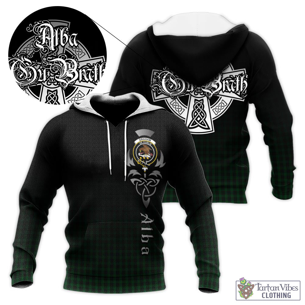 Tartan Vibes Clothing Graham Tartan Knitted Hoodie Featuring Alba Gu Brath Family Crest Celtic Inspired