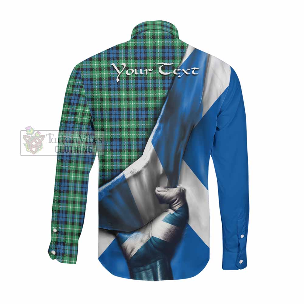 Tartan Vibes Clothing Graham Tartan Long Sleeve Button Shirt with Family Crest Scotland Patriotic Style