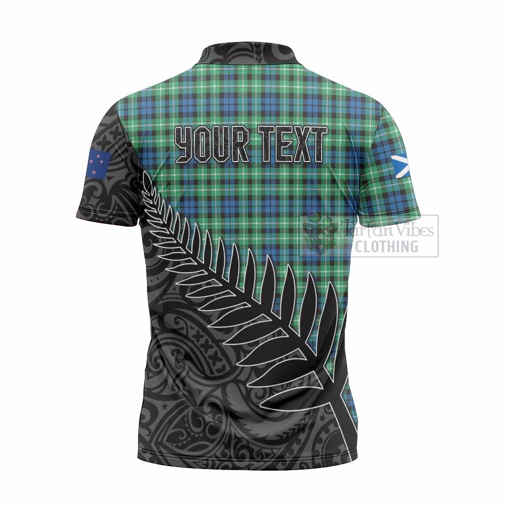 Tartan Vibes Clothing Graham Crest Tartan Zipper Polo Shirt with New Zealand Silver Fern Half Style