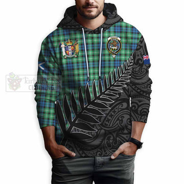 Graham Crest Tartan Hoodie with New Zealand Silver Fern Half Style