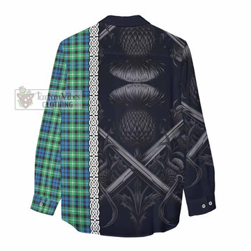 Graham Tartan Women's Casual Shirt with Family Crest Cross Sword Thistle Celtic Vibes